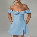 Waist Wrap A-line Off Shoulder Vacation Dress image 3