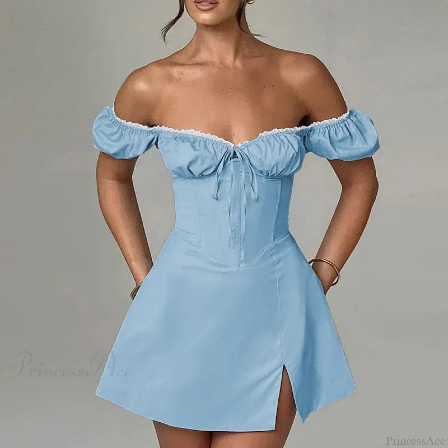 Waist Wrap A-line Off Shoulder Vacation Dress image 3