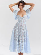 Waist Wrap Lace Vacation Dress image 3