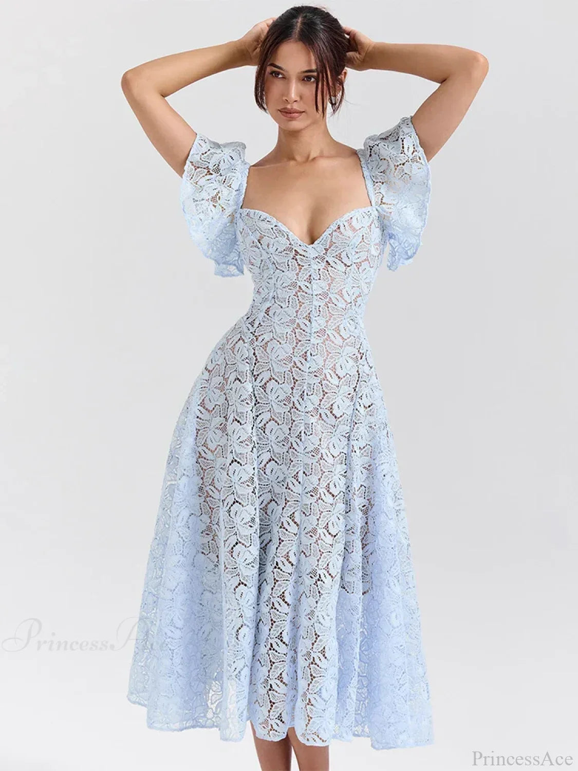 Waist Wrap Lace Vacation Dress image 3