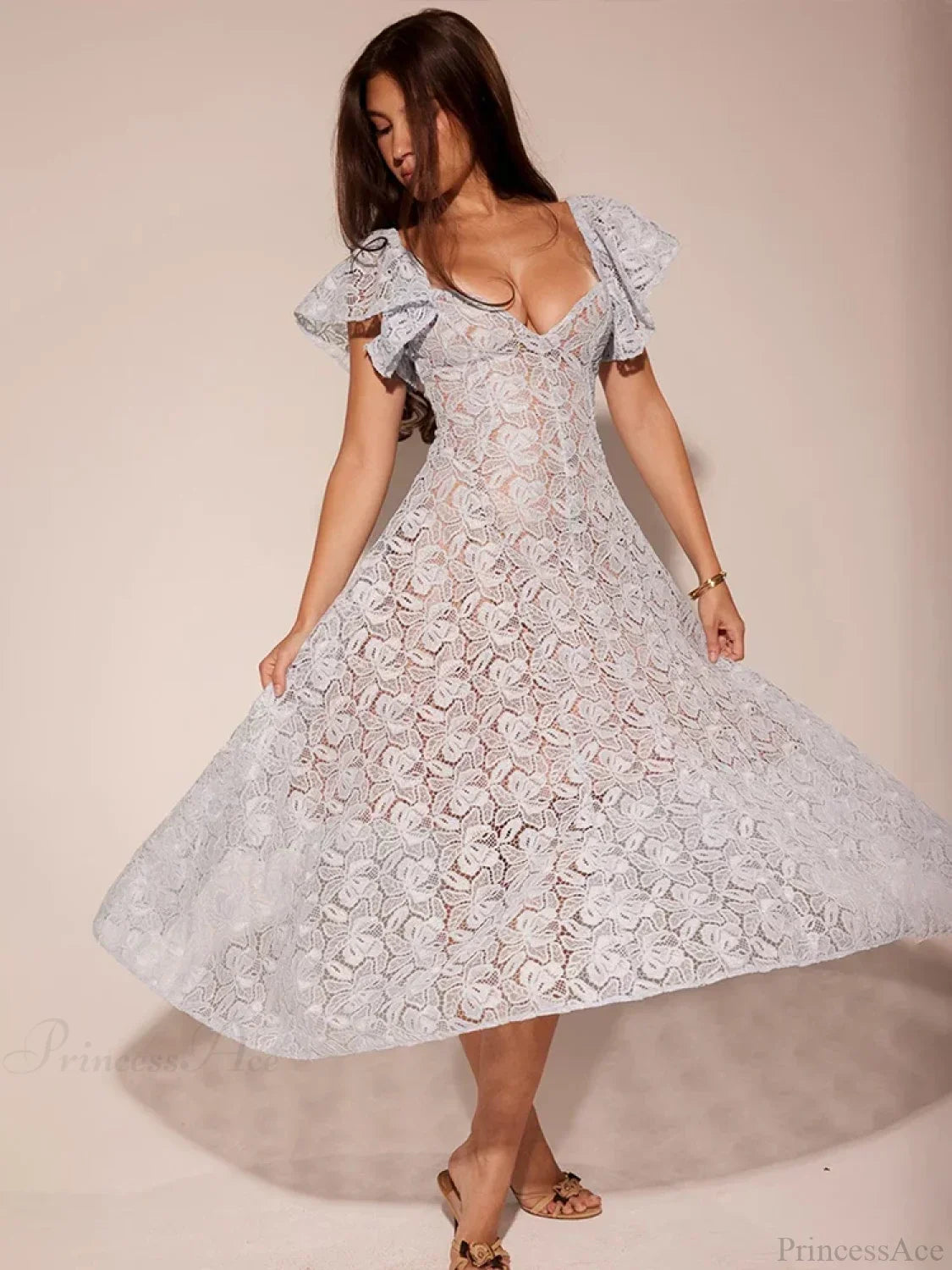 Waist Wrap Lace Vacation Dress image 2