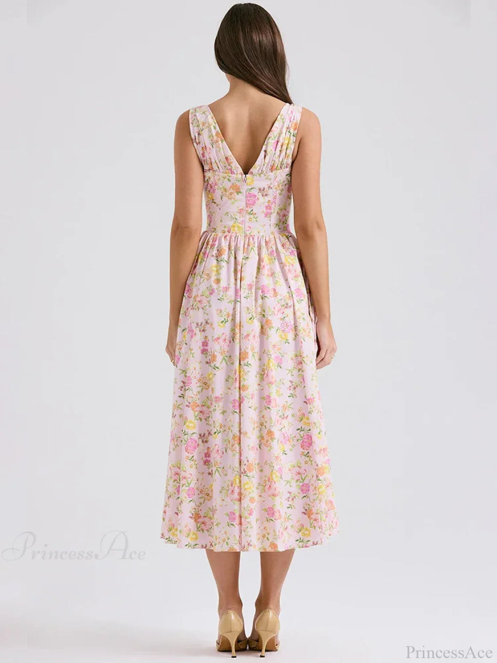 Waist Wrap Print A-line Vacation Dress image 6