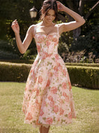 Waist Wrap Spaghetti Strap Print Floral Dress image 2