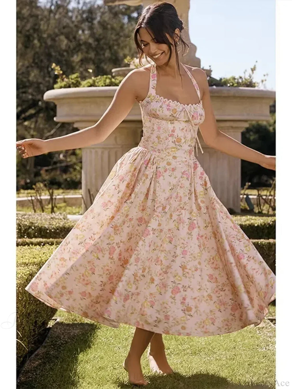 Waist Wrap Spaghetti Strap Print Floral Dress image 9