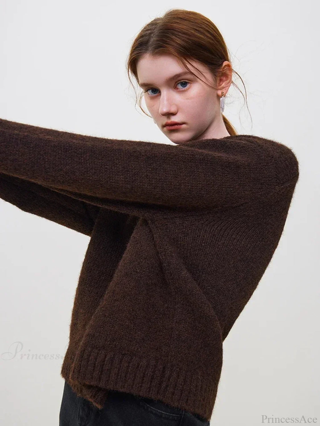Warm Soft Waxy Round Neck Pullover Sweater image 8