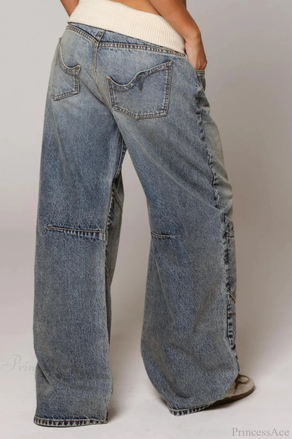 Washed Blue Vintage Denim Jeans image 4
