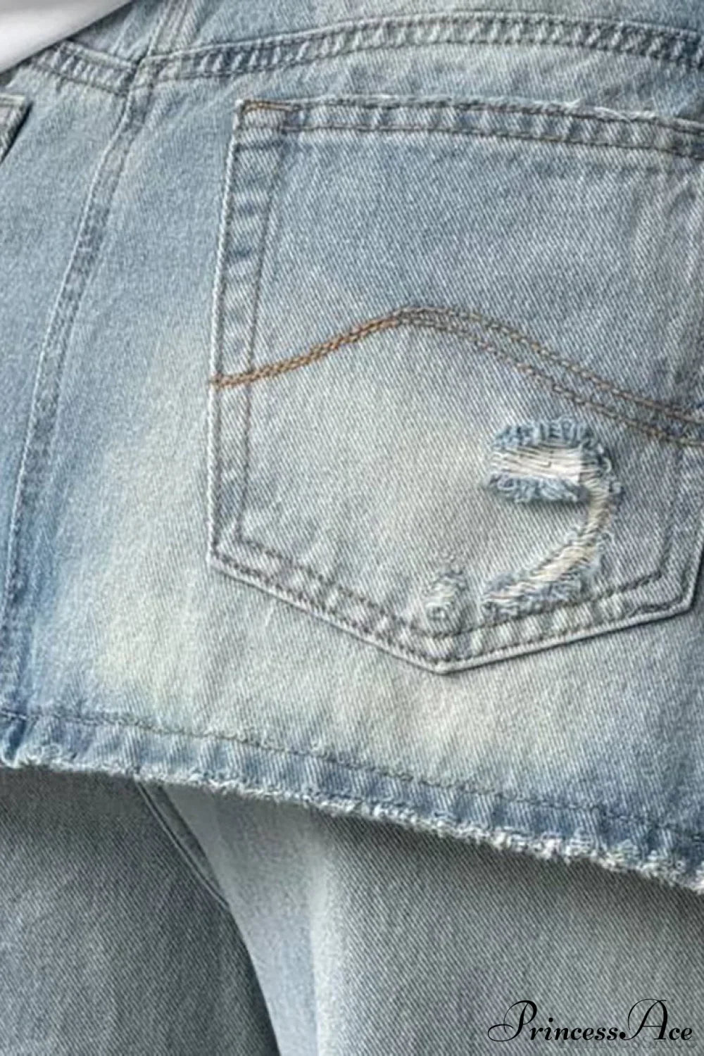Washed Denim High Waisted Irregular Wide Leg Jeans image 7