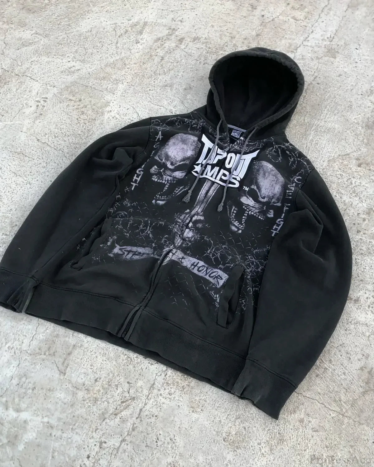 Washed Gothic Letter Zipper Hoodie image 2