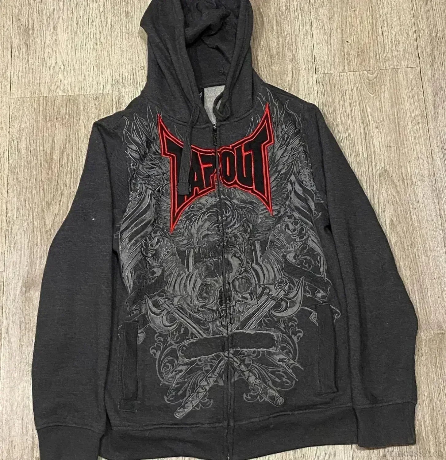 Washed Gothic Letter Zipper Hoodie image 4