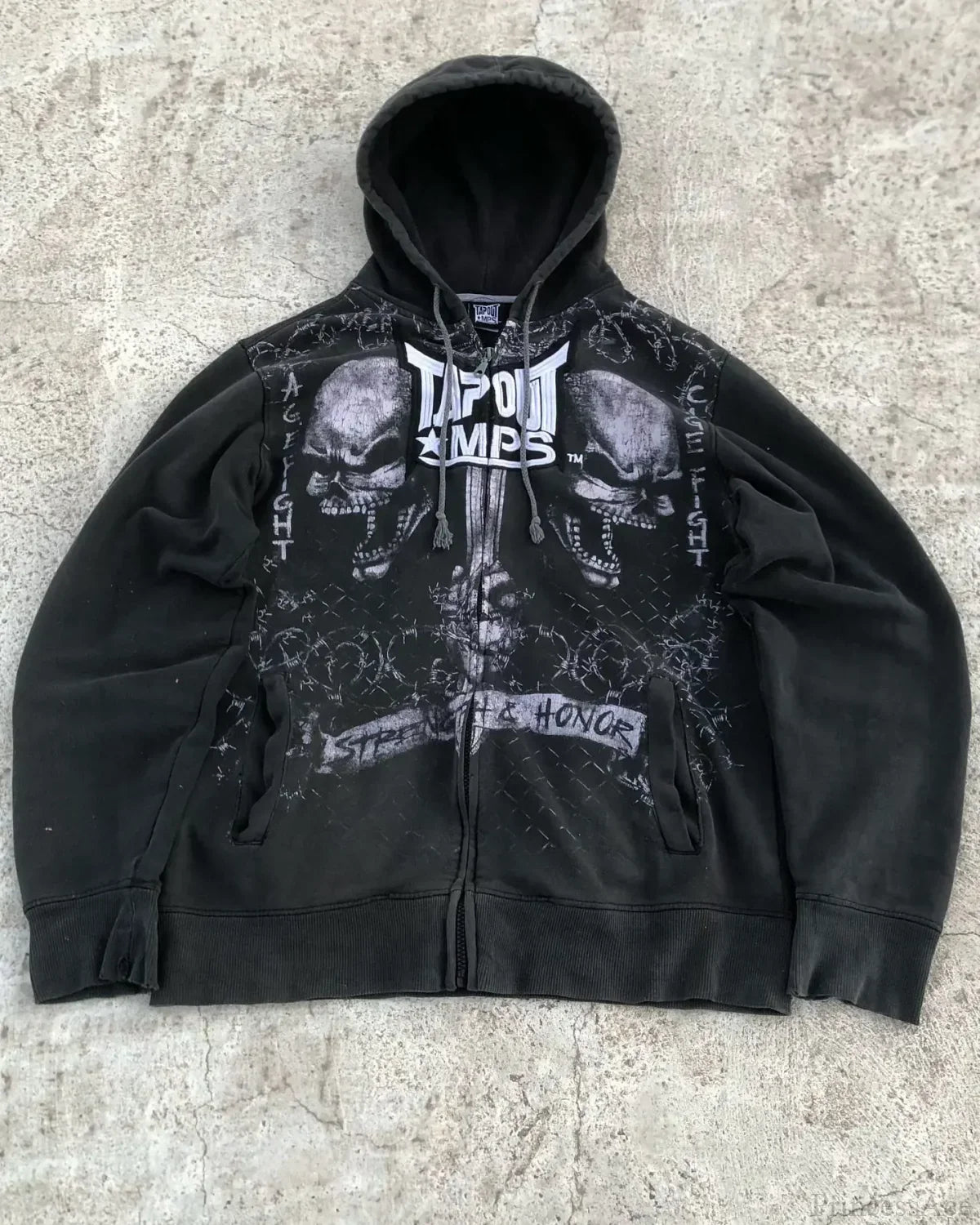 Washed Gothic Letter Zipper Hoodie image 1