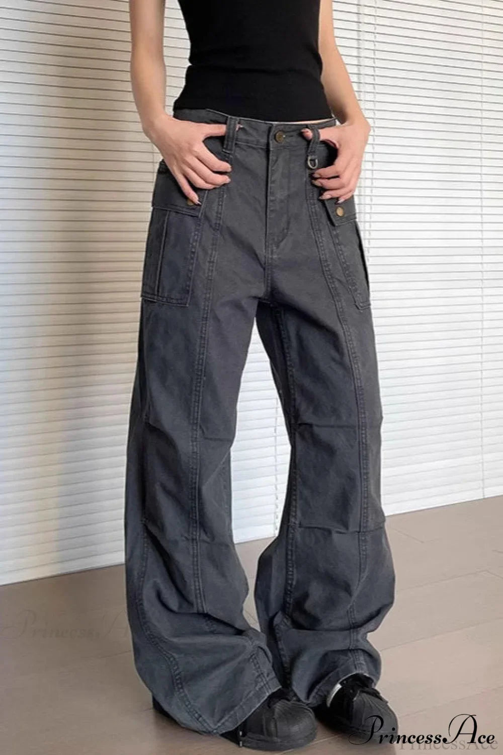 Washed Multi Pocket Flared Cargo Pants image 3