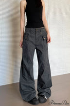 Washed Multi Pocket Flared Cargo Pants image 4