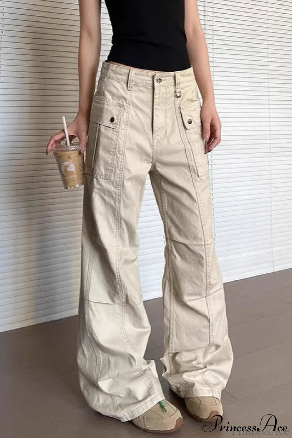 Washed Multi Pocket Flared Cargo Pants image 1