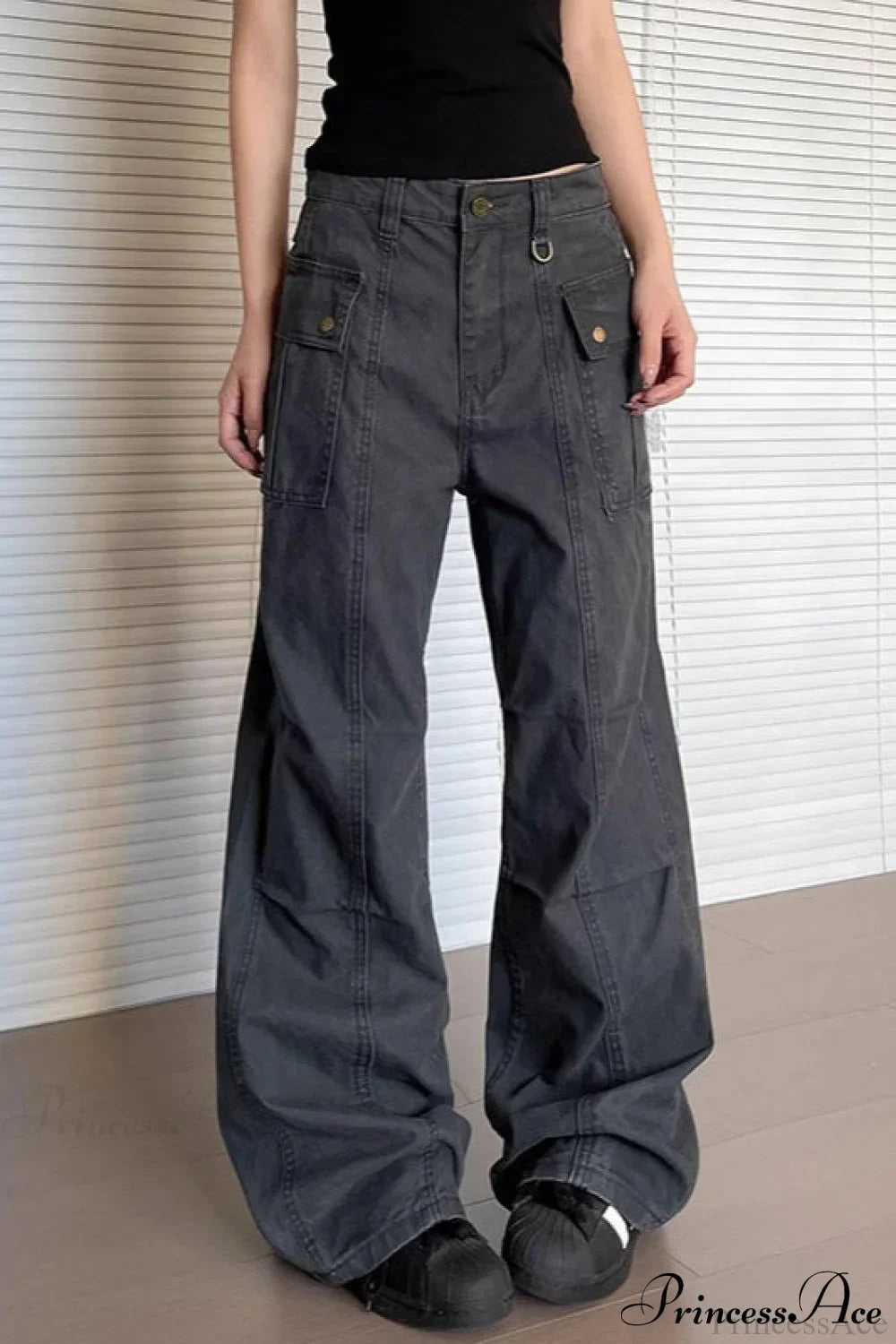Washed Multi Pocket Flared Cargo Pants image 2