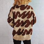 Wave Stripe Print Crew Neck Warm Sweater image 2