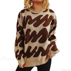 Wave Stripe Print Crew Neck Warm Sweater image 10