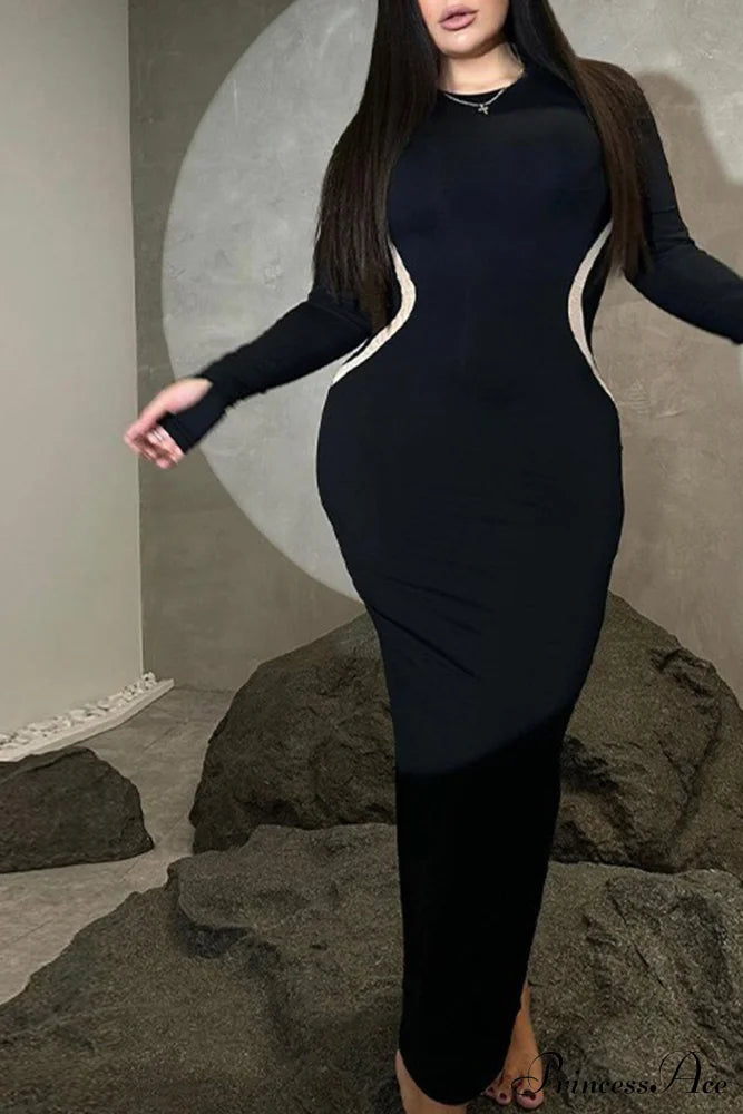 Wavy Slim Fit Midi Dress with Contrast image 5