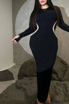 Wavy Slim Fit Midi Dress with Contrast image 5