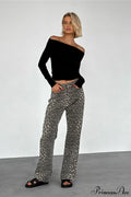 White Asymmetrical Neck Cold Shoulder Knit Long Sleeve Tee image 1