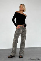 White Asymmetrical Neck Cold Shoulder Knit Long Sleeve Tee image 1