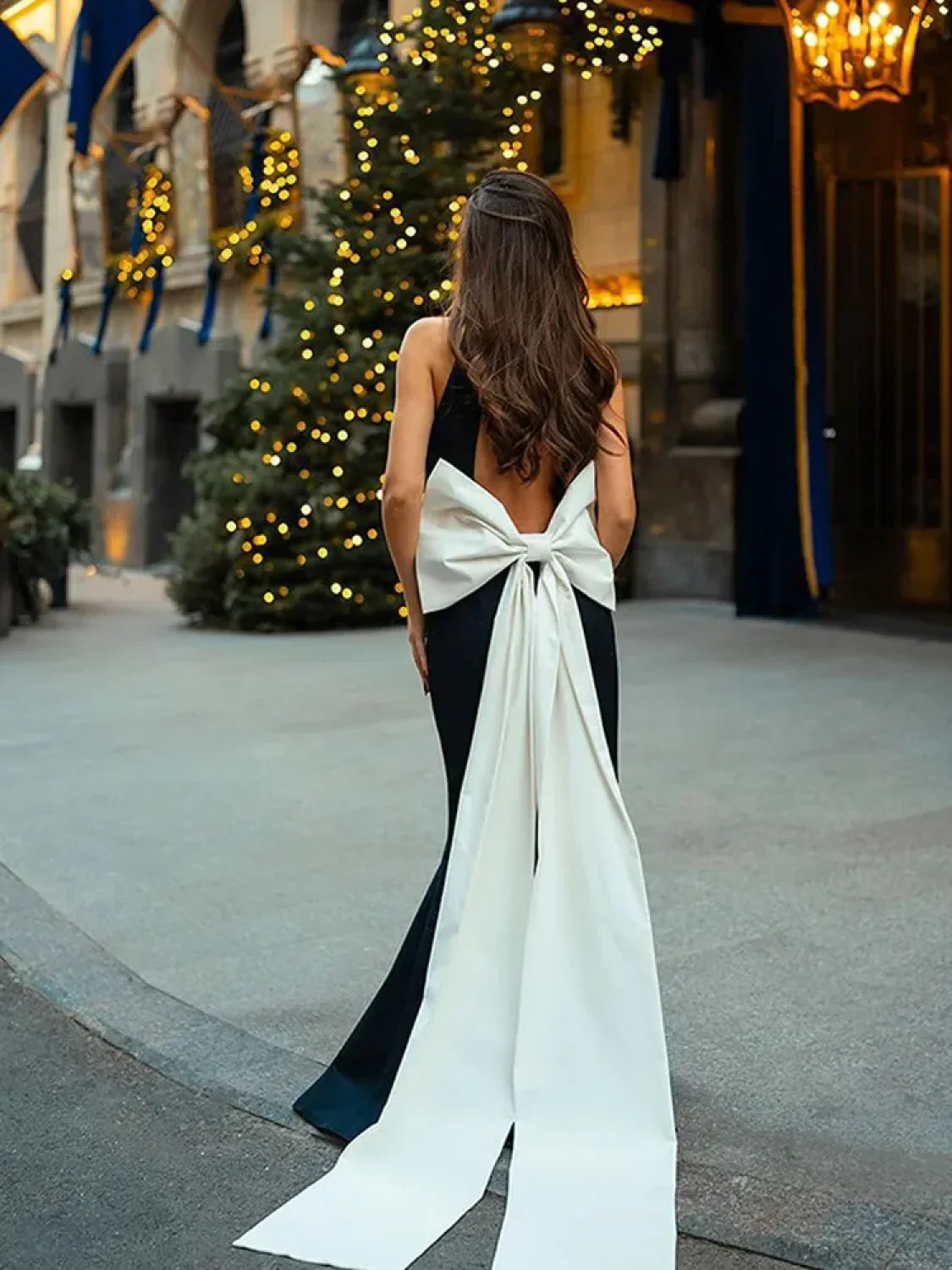 White Bow Backless Mini Party Dress image 1