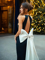 White Bow Backless Mini Party Dress image 5
