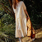White Cotton Long Lace Dress image 4