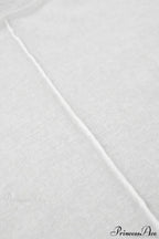White Crew Neck Knit Panel Long Sleeve Tee image 2