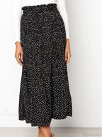 White Dots Floral Print Pleated Midi Skirt with Pockets image 2