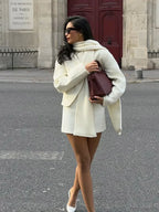 White Double Pocket Woolen Coat image 4