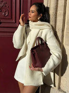 White Double Pocket Woolen Coat image 6