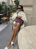White Double Pocket Woolen Coat image 3