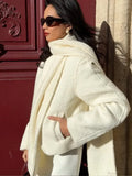White Double Pocket Woolen Coat image 1