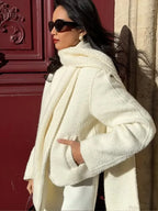 White Double Pocket Woolen Coat image 1