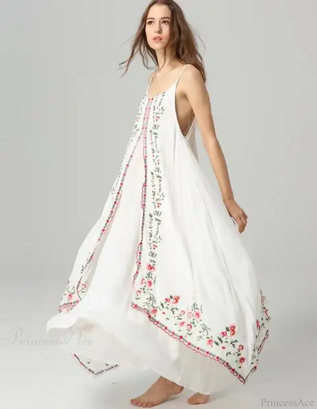White Floral Embroidered Maxi Dress image 5