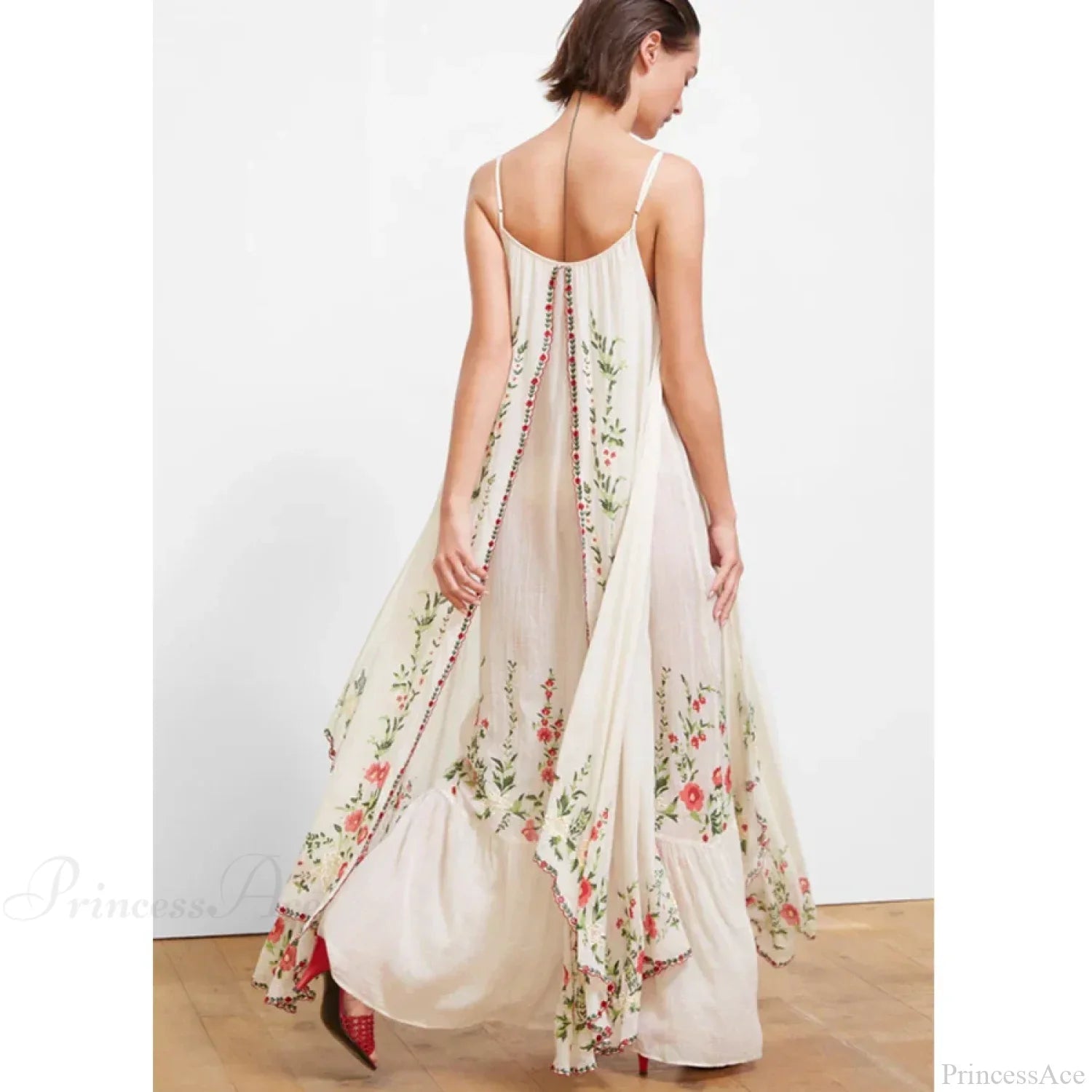 White Floral Embroidered Maxi Dress image 4