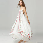 White Floral Embroidered Maxi Dress image 1