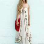 White Floral Embroidered Maxi Dress image 2