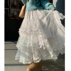 White Floral Tulle Floor-Length Skirt image 2