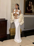White Hollow Out Sleeveless Party Dress image 1