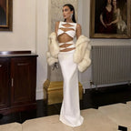White Hollow Out Sleeveless Party Dress image 6