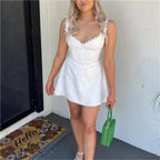 White Knitted Lace Mini Dress image 4