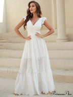 White Lace Dress with Backless Flounce Hem image 3