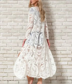 White Lace Kimono Boho Bikini Cover up image 4