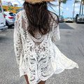 White Lace Kimono Boho Bikini Cover up image 1