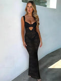 White Lace Slim Maxi Vacation Dress image 5