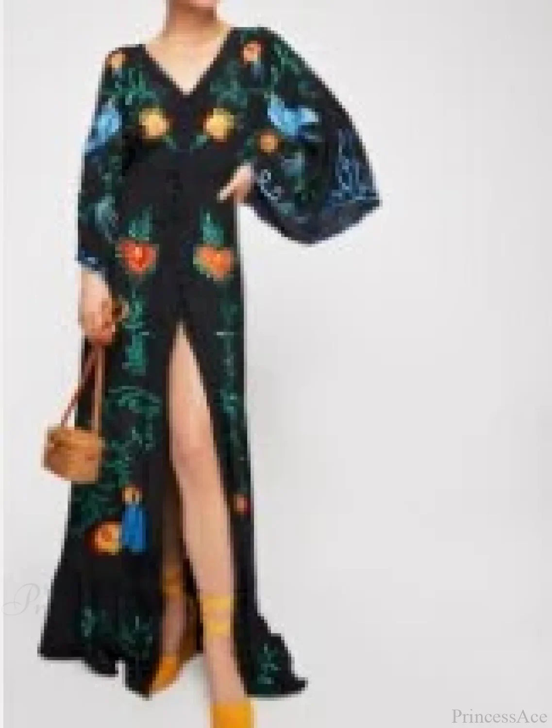 White Maxi Dress Cotton Floral Embroidery Sexy V-neck Beach Dress image 5