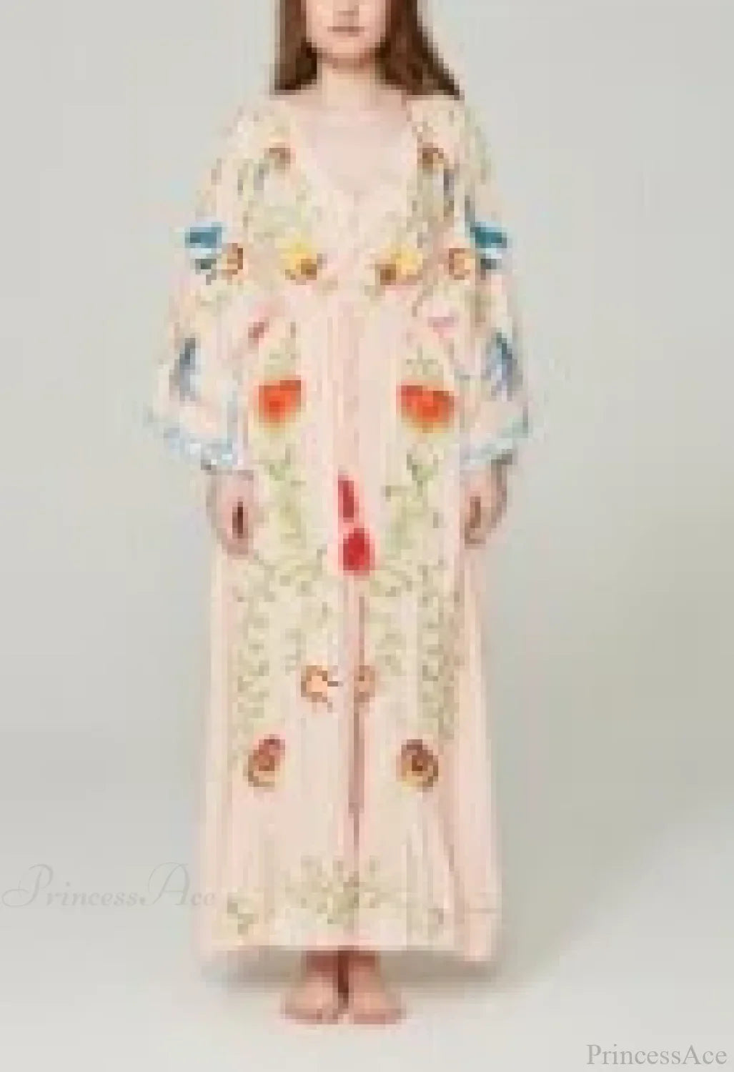 White Maxi Dress Cotton Floral Embroidery Sexy V-neck Beach Dress image 6