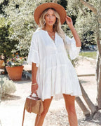 White Mini Dress Holiday Beach Wear image 6