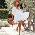 White Mini Dress Holiday Beach Wear image 2